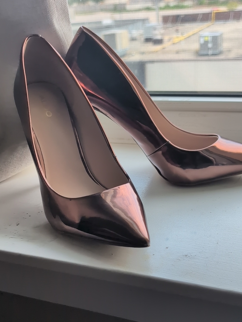 Aldo Metallic Rose Pointed-Toe Stiletto Heels